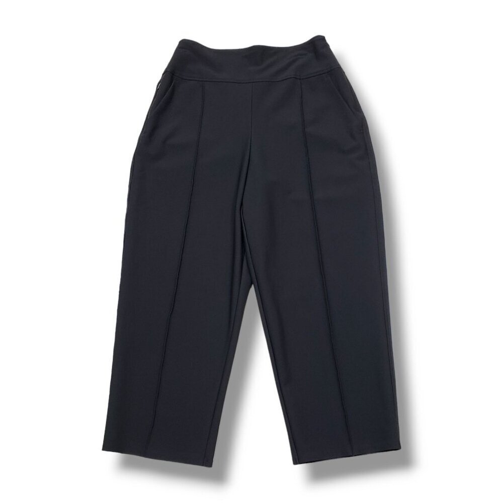 Athleta Stellar Wide Crop Pants Womens 6 Black High Rise Trouser UPF